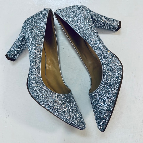 Michael Kors Glitter Silver Heels Size 8M New - Picture 3 of 12